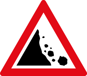 Advertencia por caída de rocas.