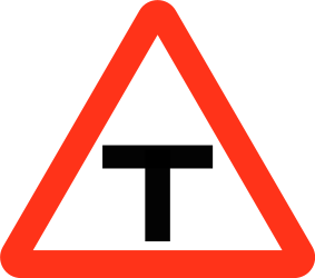 Warning for an uncontrolled T-crossroad.