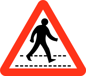 Warning for a crossing for pedestrians.