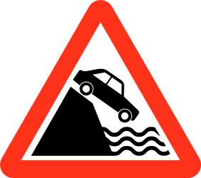 Warnung vor einem Kai oder Flussufer.