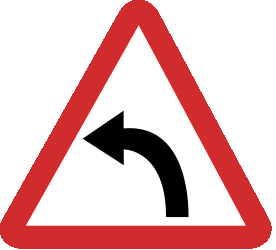 Advertencia por una curva a la izquierda.
