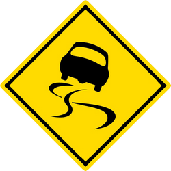 Warning for a slippery road surface.