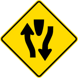 Warning for a divided road.