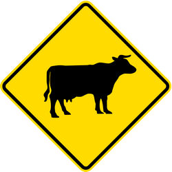 Waarschuwing voor vee op de weg.