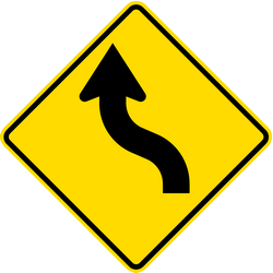 Warnung vor einer Doppelkurve, zuerst links, dann rechts.