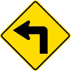 Aviso para uma curva acentuada à esquerda.