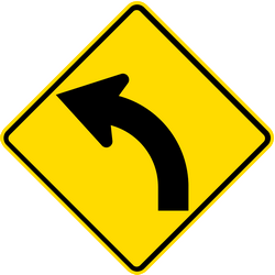 Warnung vor einer Kurve nach links.