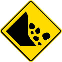 Advertencia por caída de rocas.