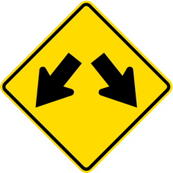 Warnung vor einem Hindernis, links oder rechts passieren.