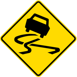 Предупреждение о скользком дорожном покрытии.