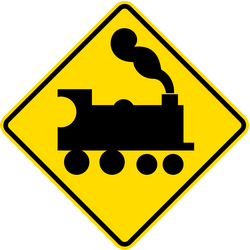 Warning for a railroad crossing without barriers.