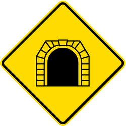 Warnung vor einem Tunnel.