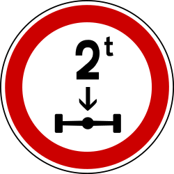 Prohibidos los vehículos con un peso por eje superior al indicado.