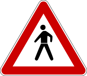 歩行者への警告。