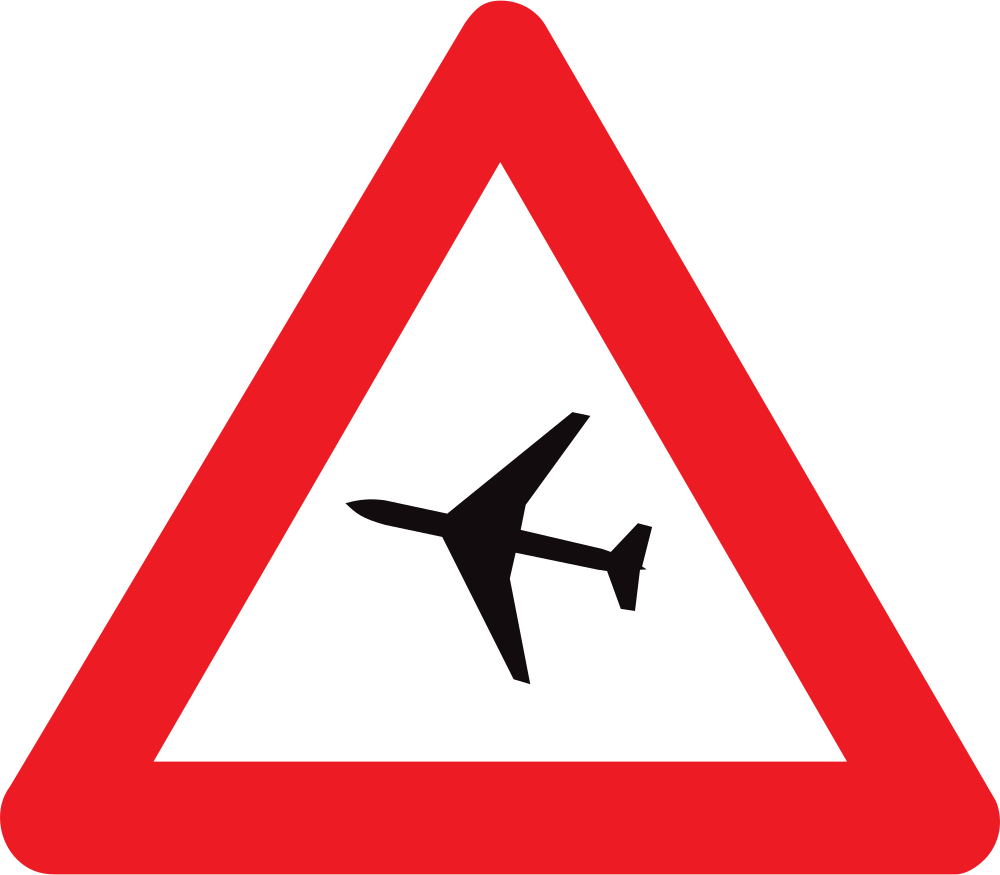 Warnung für niedrig fliegende Flugzeuge.
