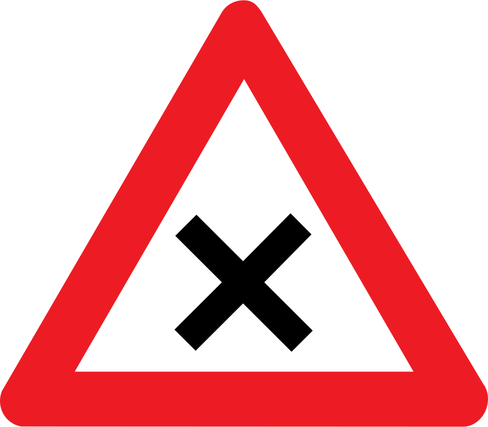 Warning for an uncontrolled crossroad.