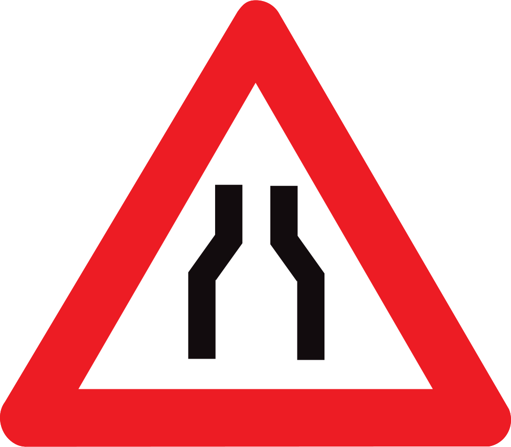 Warning for a road narrowing.