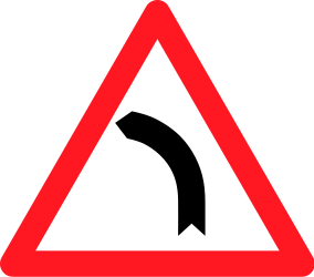 Aviso para uma curva à esquerda.