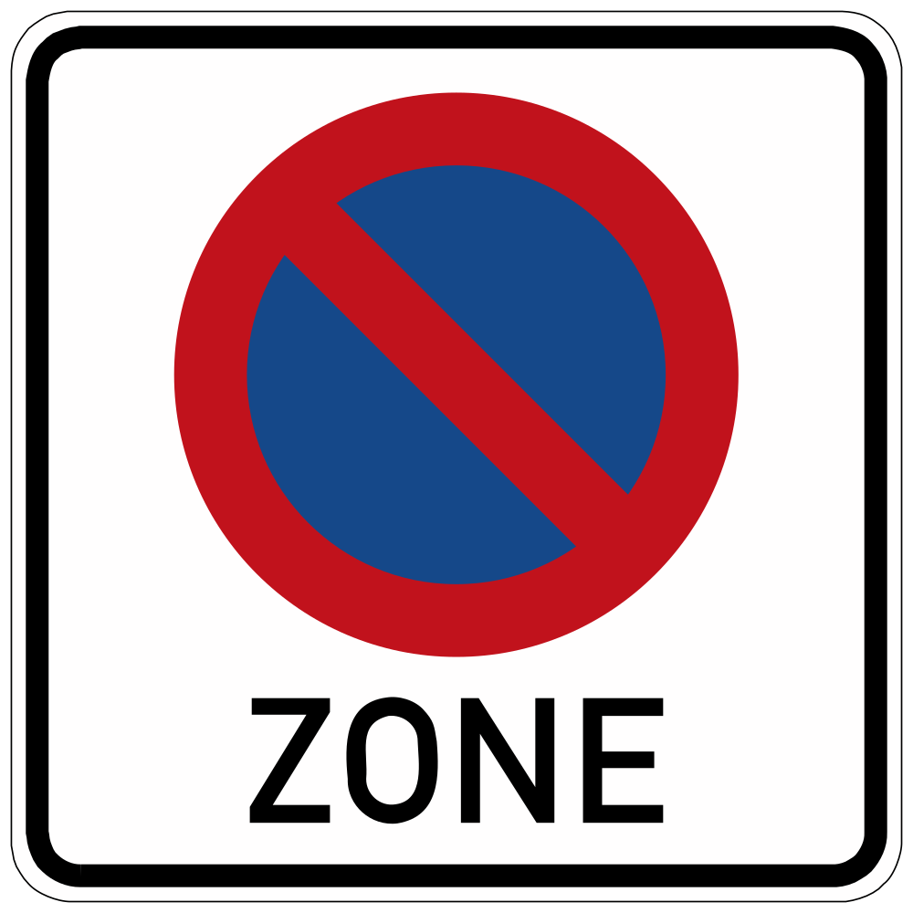 Begin of zone where parking is prohibited.
