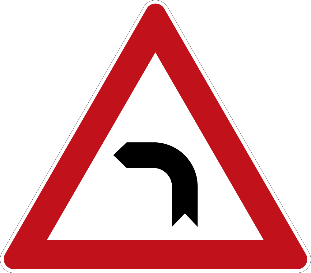 Warning for a curve to the left.