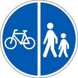 Yayalar ve bisikletliler için zorunlu bölünmüş yol.