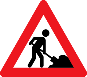 Advertencia de una carretera que se estrecha a la derecha.