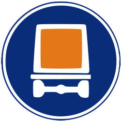 Mandatory lane for vehicles with dangerous goods.