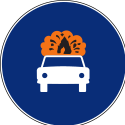 Obligatorische Fahrspur für Fahrzeuge mit explosiven Stoffen.