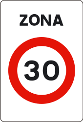 Begin of a zone with speed limit.