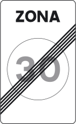 End of the zone with speed limit.