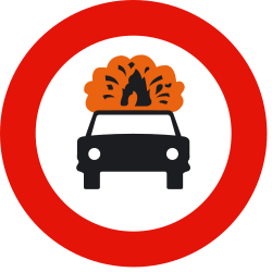 Транспортные средства со взрывчатыми материалами запрещены.