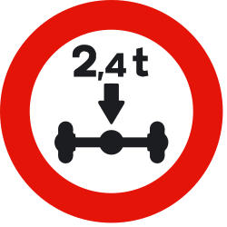 Fahrzeuge mit einem Achsgewicht schwerer als angegeben verboten.