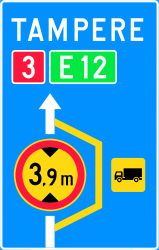 Detour for vehicles that are not allowed to pass.