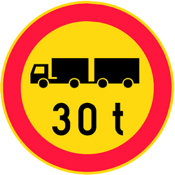 トレーラーが表示より重いトラックは禁止されています。