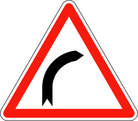Advertencia de doble curva, primero a la izquierda y luego a la derecha.