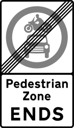 End of the zone for pedestrians.