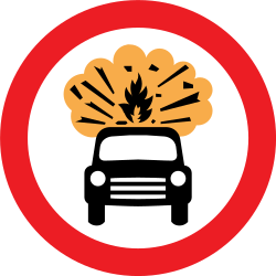 Voertuigen met gevaarlijke goederen verboden.