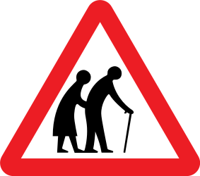 Warnung für ältere Menschen.