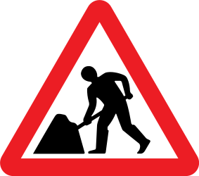 道路工事の警告。