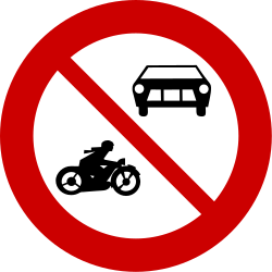 Motorcycles and cars prohibited.