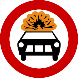 Voertuigen met gevaarlijke goederen verboden.