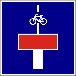 Rua sem saída com passagem para pedestres e ciclistas.