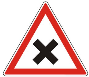 Warning for an uncontrolled crossroad.