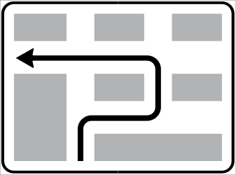 Route to be followed in order to turn left.