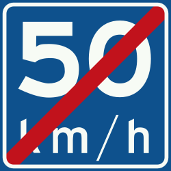 End of the advisory speed limit.