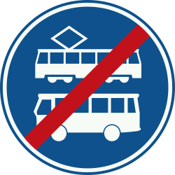End of the lane for buses and trams.