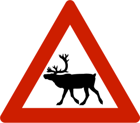 Warning for reindeer on the road.