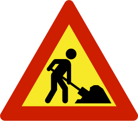 Warnung vor Straßenarbeiten.