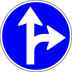 Driving straight ahead or turning right mandatory.