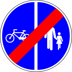 End of the divided path for pedestrians and cyclists.